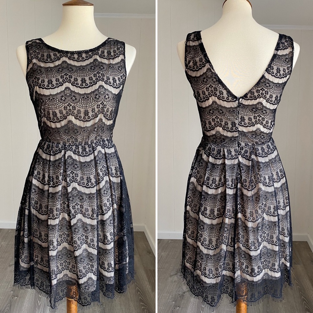 NWT Black Eyelash Lace Dress GORGEOUS Small